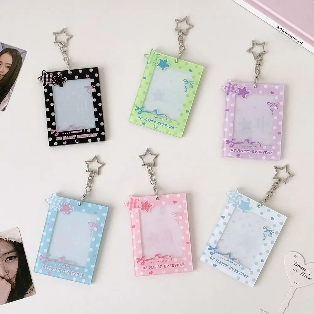 INS 3 Inch Kpop Photocard Holder Polka Dot Stars Acrylic Idol Photo Frame Pendant Picture Display Card Holder
