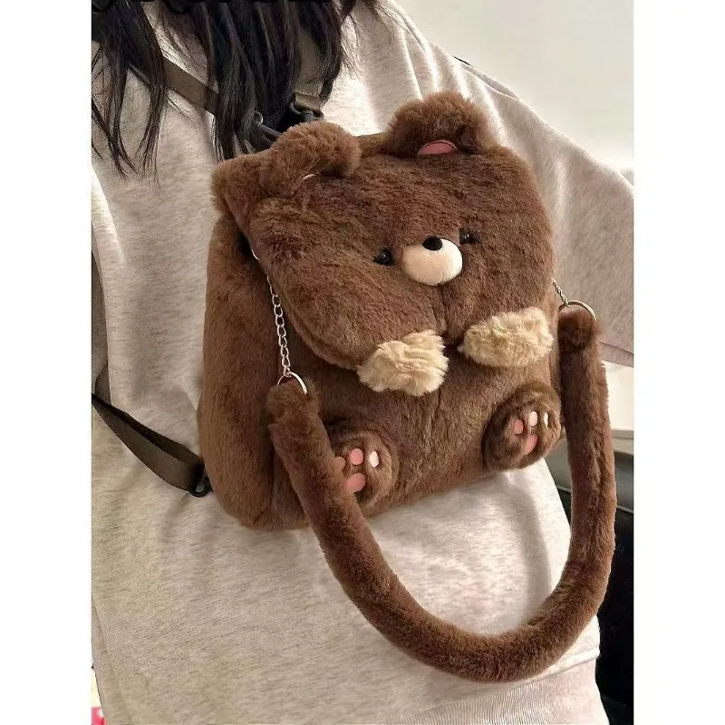 Love Teddy Bear Plush Backpack JK Doll Cute Backpack Cartoon Girl Heart Backpack Cute Student Commuting fashion Bags for Women