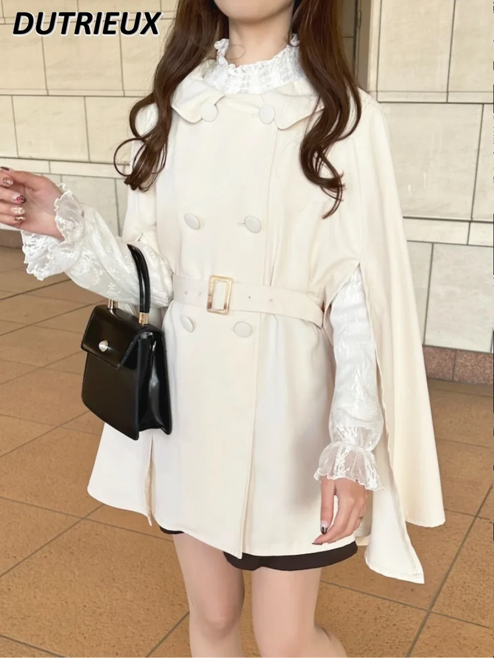 All-Match Elastic Stand Collar Shirt Beautiful Flared Sleeves Blouse Solid Color Lace Undershirt Spring Autumn Sweet Girls Tops
