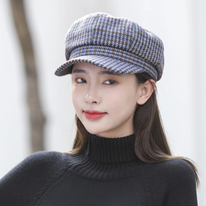 British Style Ladies Octagonal Hat Spring and Autumn Fashion Wild Warm Wool Hats Net Red Outdoor Street Shade Painter Cap