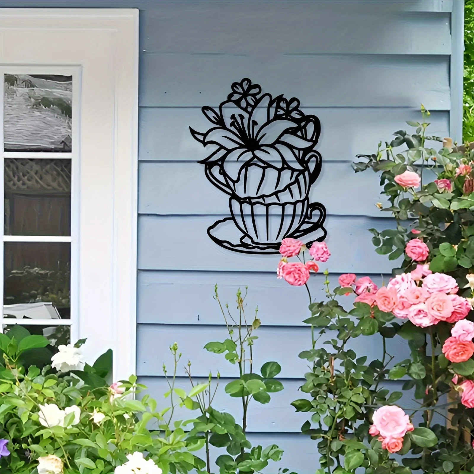 Black Cat Iron Wall Art Minimalist Feline Silhouette Durable Home Office Hanging Decor Ornament Living Room Patio Garden Fence