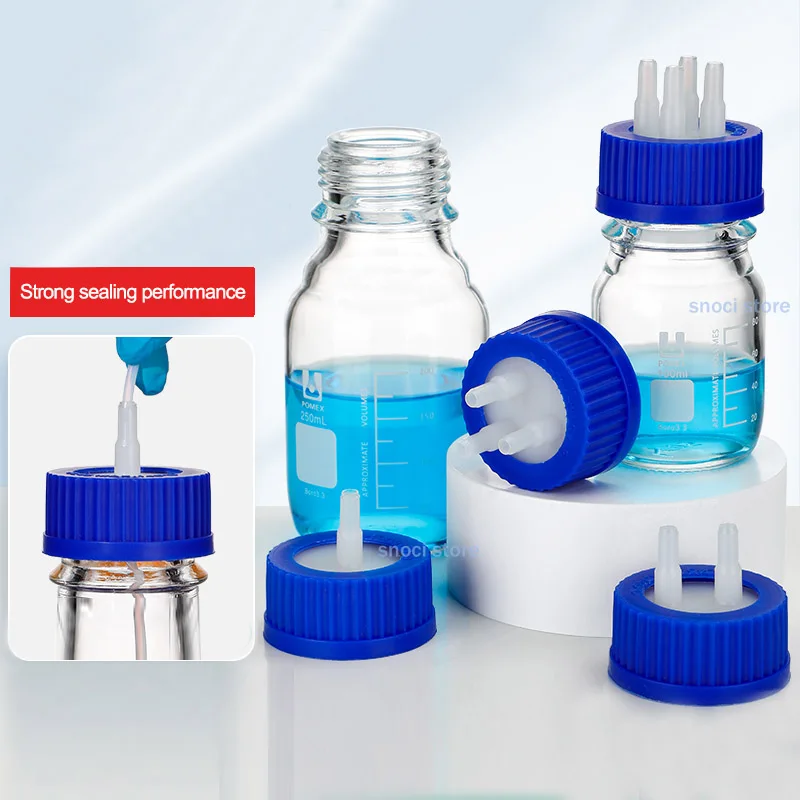 GL45 Feeding Bottle Cap PP Plastic 1/2/3/4 Mouth Reactor Feeding Bottle Adapter Cap Mobile Phase Cap Lab PP Anaerobic Bottle Cap