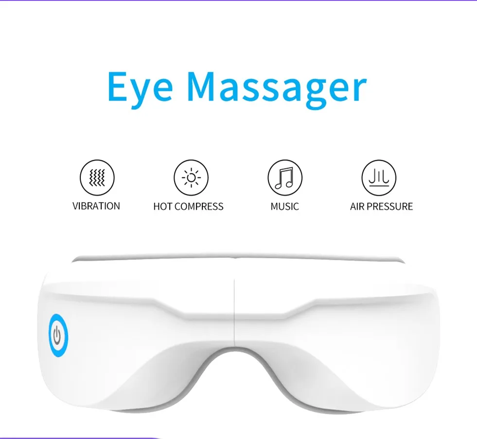   Smart Eye Massager Vibration Music Hot Compress Air Pressure Massage 5 Modes 180°folding Relieve Eye Fatigue