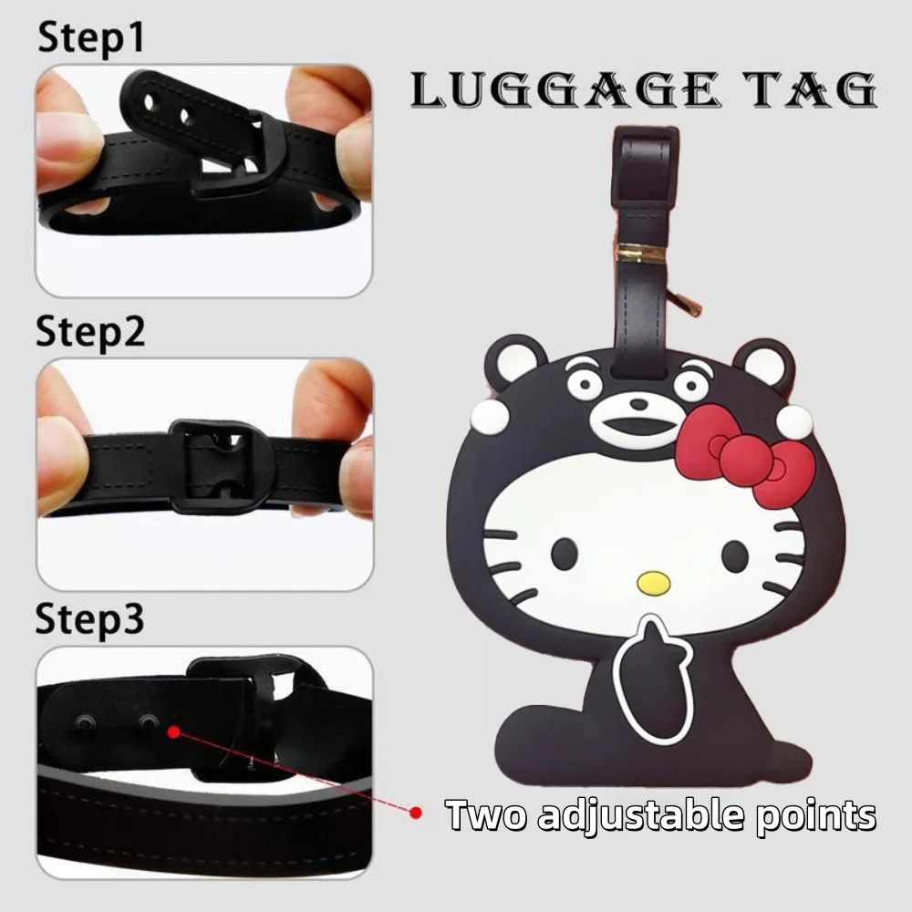 Kawaii Sanrio Luggage Tag Cute Cartoon Hello Kitty Kuromei Melody Silica Suitcase Id Address Holder Luggage Boarding Portable image 2