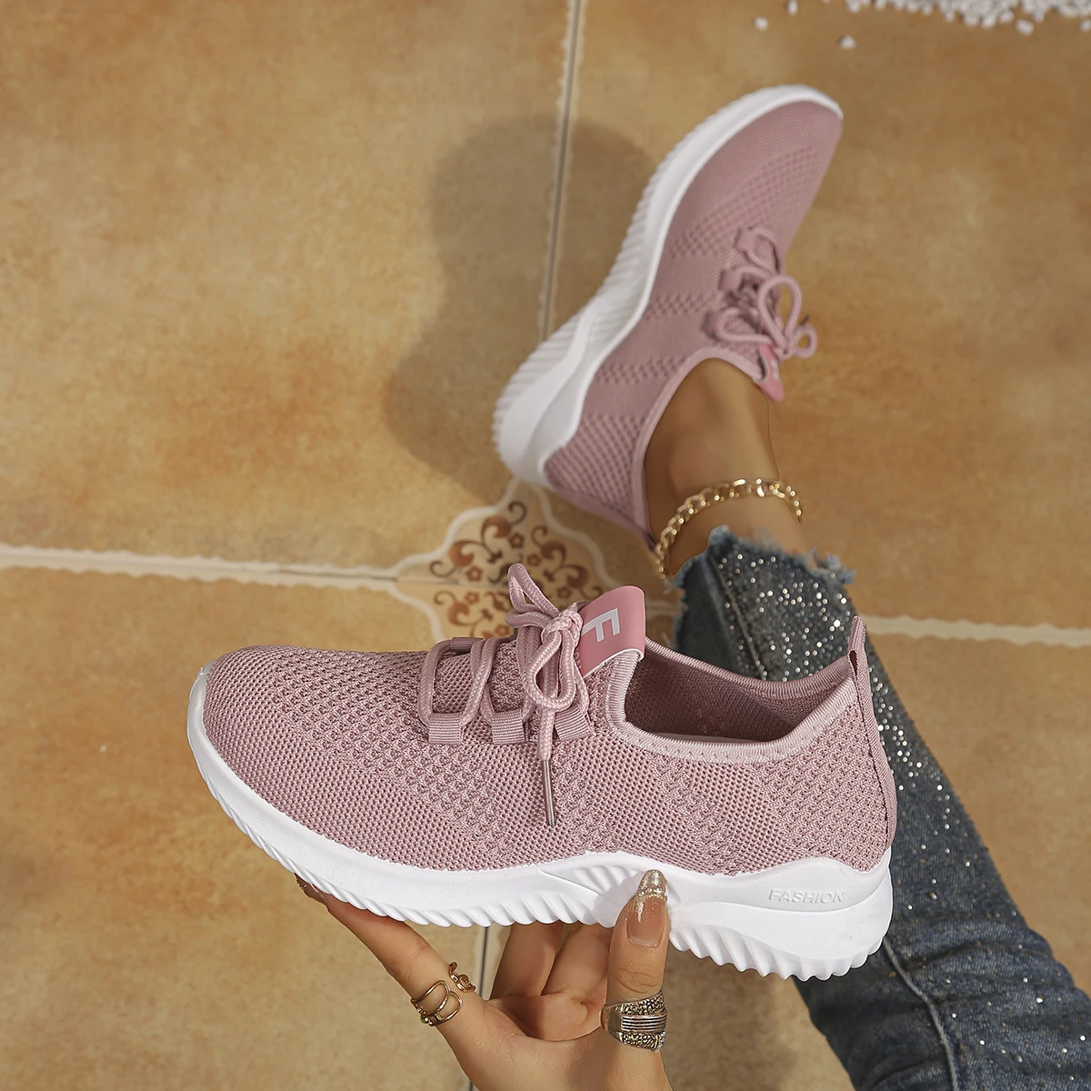 Women's Shoes Ladies Outdoor C - đánh giá và giá Knit Fabric Lace Up Sneakers