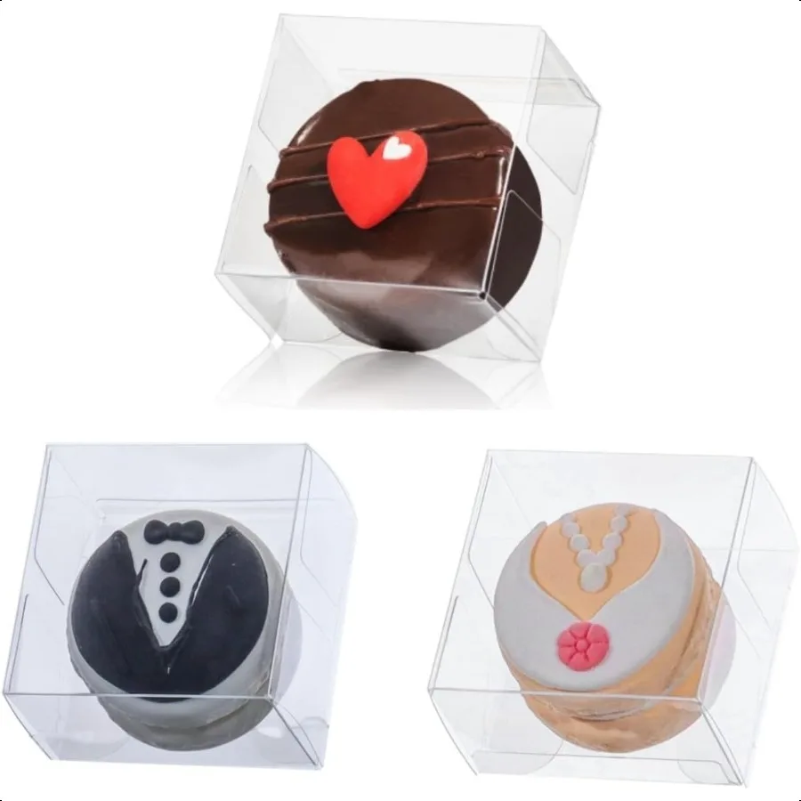 

100pcs 2.17 × 2.17 × 1.38 Inch Chocolate Covered Mini s Boxes Strawberry aron Boxes Clear Bakery Boxes for Gumballs Pretzel Bro