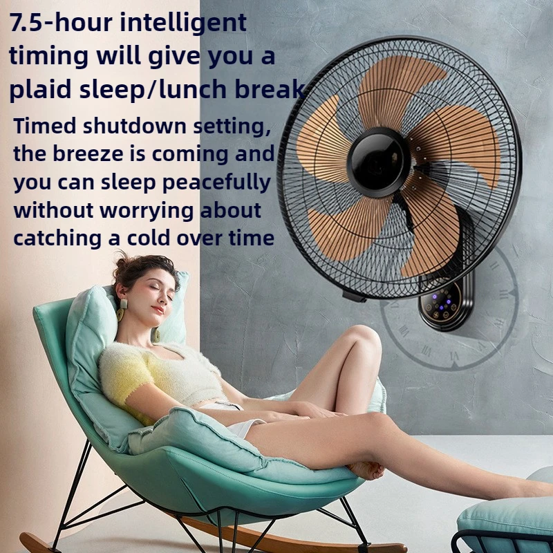 Wentylator ścienny Wentylator elektryczny montowany na ścianie Wentylator ścienny do restauracji domowej Potrząsająca głowica Metalowe aluminiowe ostrze Można ustawić czas na 7,5 godziny