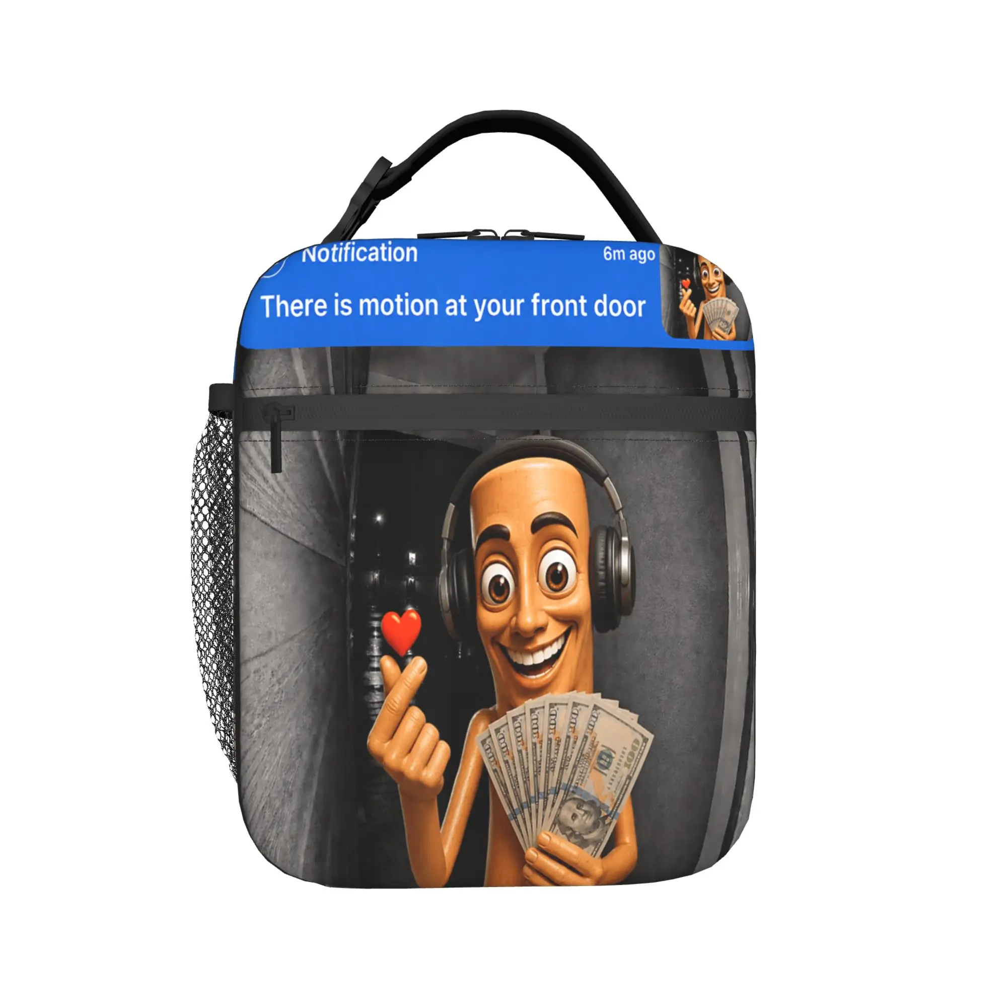 There is Motion At Your Front Door Tung Sahur Funny Meme Lunch Bag  Travel Lunch Box For Women Funny Print Thermal Lunch Bags