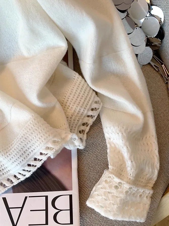 루즈하고 편안한 니트웨어 라운드 넥 부드러운 가을 겨울 고품질 탑 우아한 소녀용 긴팔 스웨터