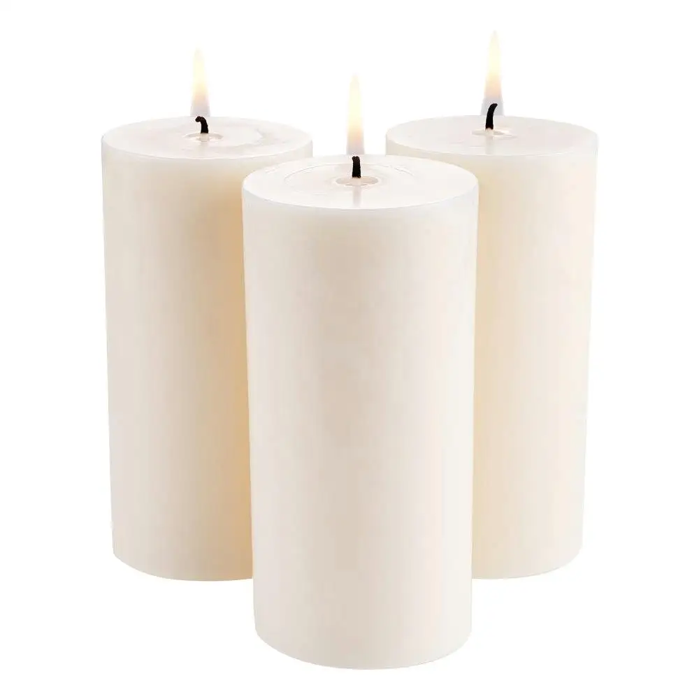 

3-Pack Unscented Pillar Candles 65 Hours Burning White Christmas Theme