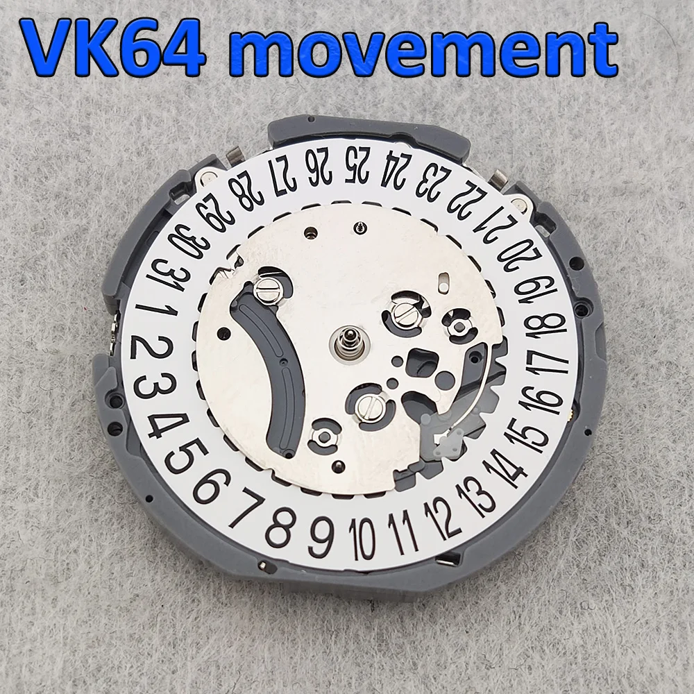 Movimiento VK64, cronógrafo con fecha de cuarzo, movimiento Original japonés VK64/VK64A, blanco a las 6 en punto, fecha compatible con reloj VK Series VK64