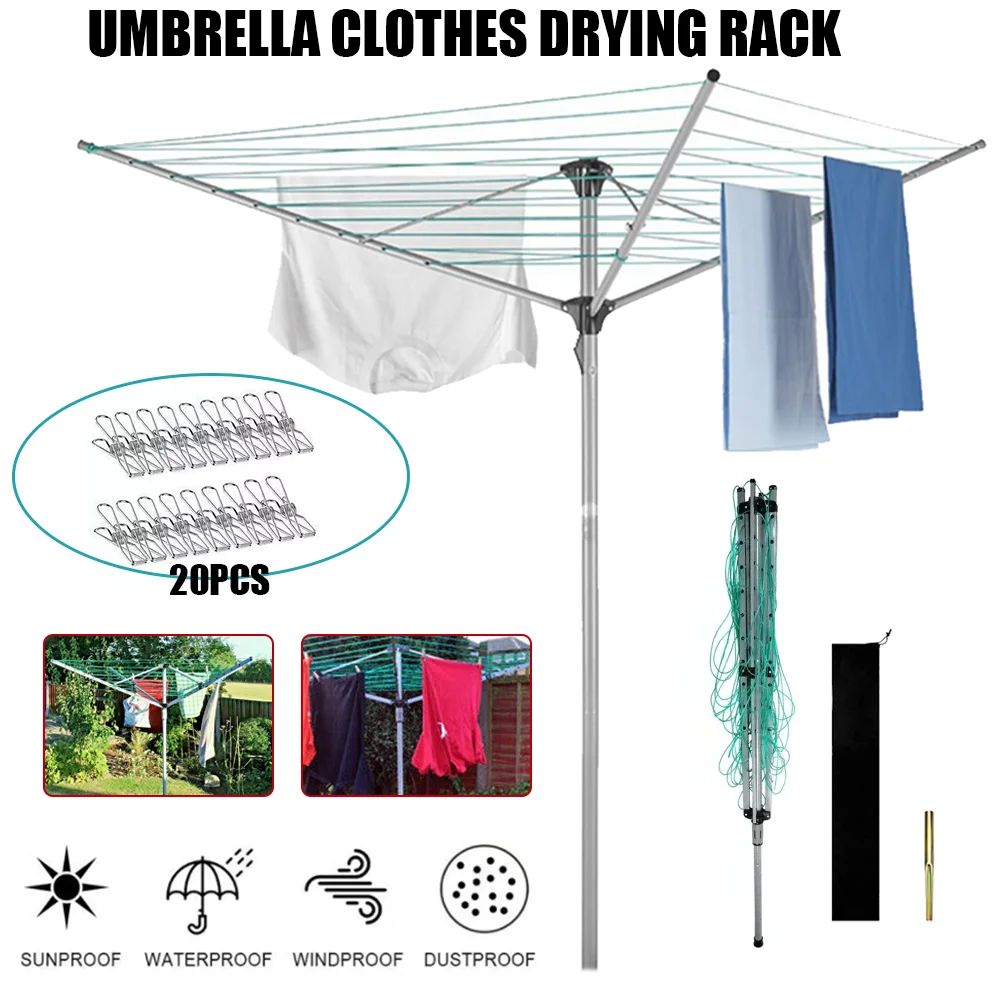 30CM Regenschirm Trocknen Kleidung Rack Heavy Duty Wäscheleine Outdoor Kleidung Linie Mobile Kleidung Regal Haushalt Einfache Trocknen Racks