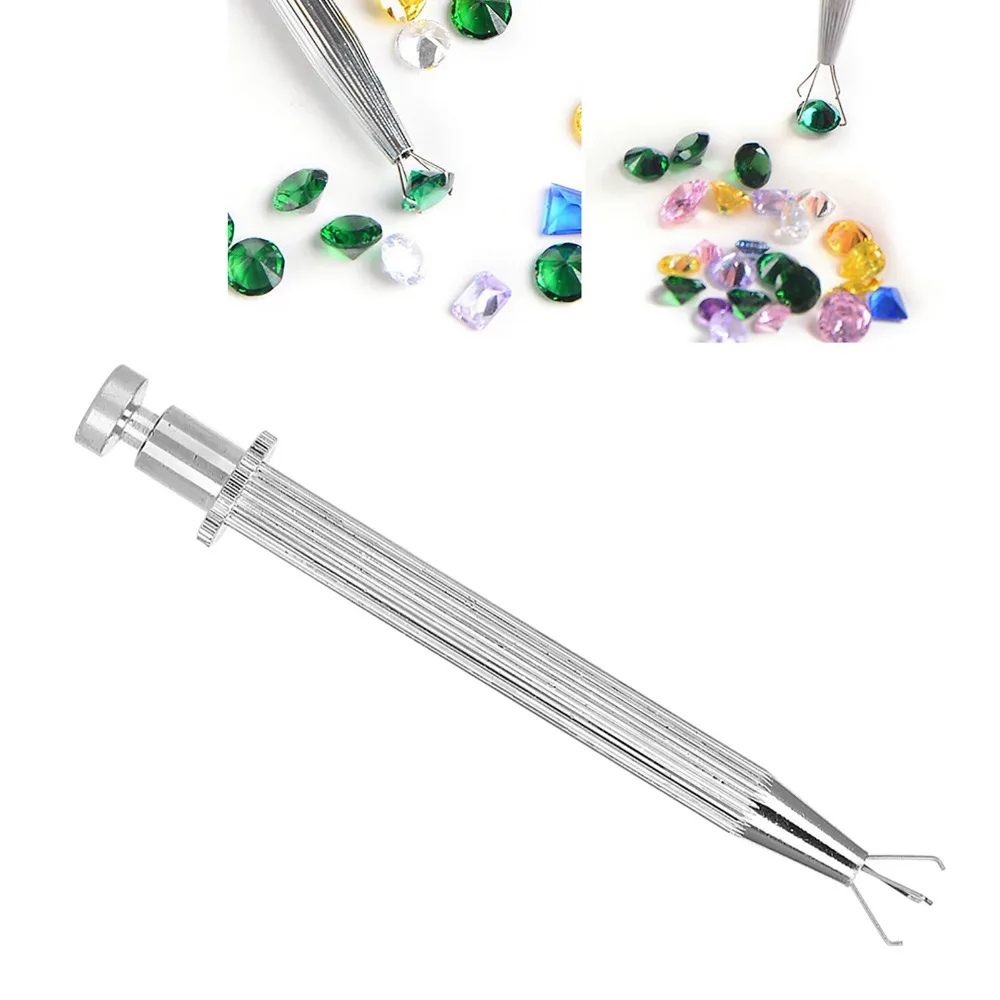 Precision Stainless Steel Jewelry Pick Up Tool Silver Length 11cm Prong Tweezers Catcher Bead Grabber For Small Screws