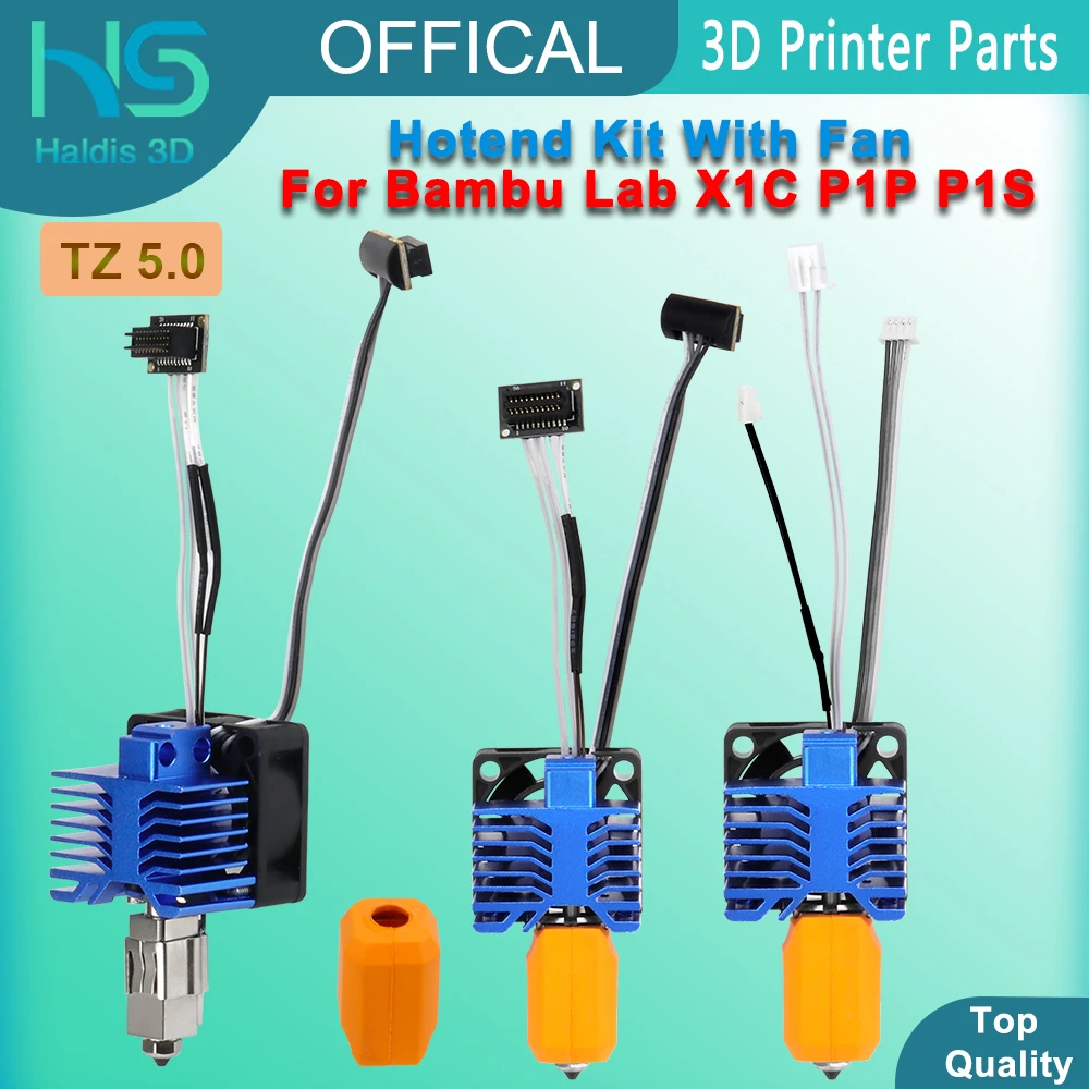 Hotend Kit With Fan For Bambu Lab X1C P1P P1S TZ5.0 One-Piece Bimetal Hardened Steel Nozzle Hot End For Bambulab 3D Printer Part