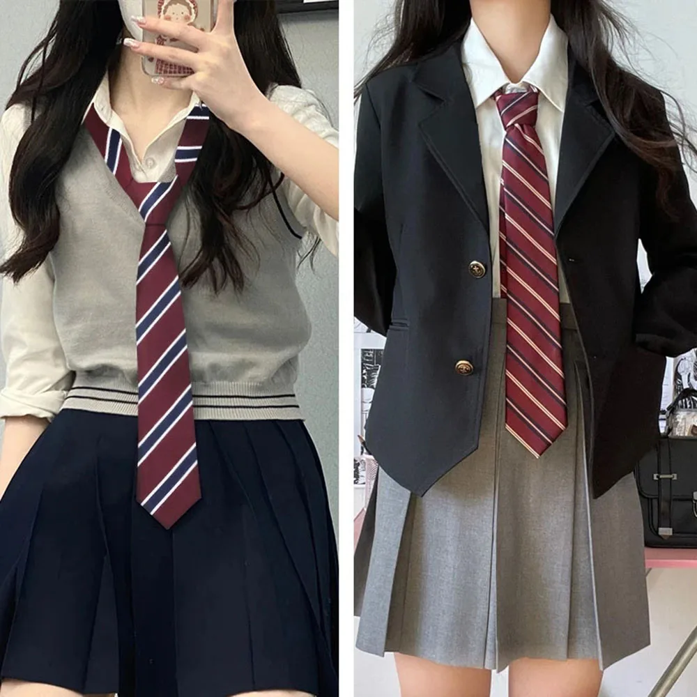 Japanese Style JK Ties Women Stripe Neck Tie Girls Neck Ties Girls Cute Necktie Uniform School Accessories Student Boys Tie