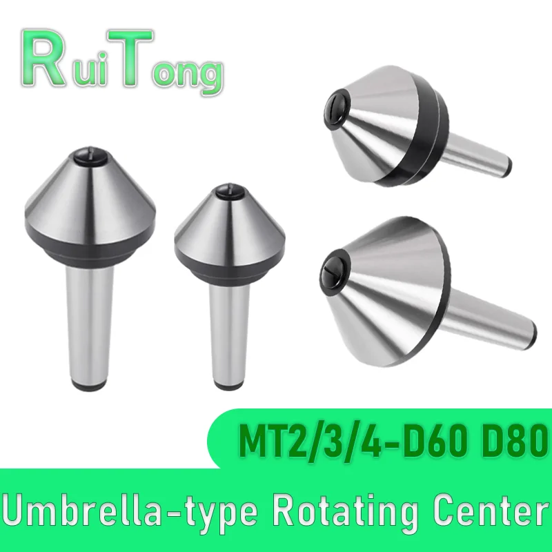 MT2 MT3 MT4 D60 D80 Morse Tapper Cone Mushroom Head Center Umbrella-type Rotating Center High Precision CNC Lathe Live Thimble