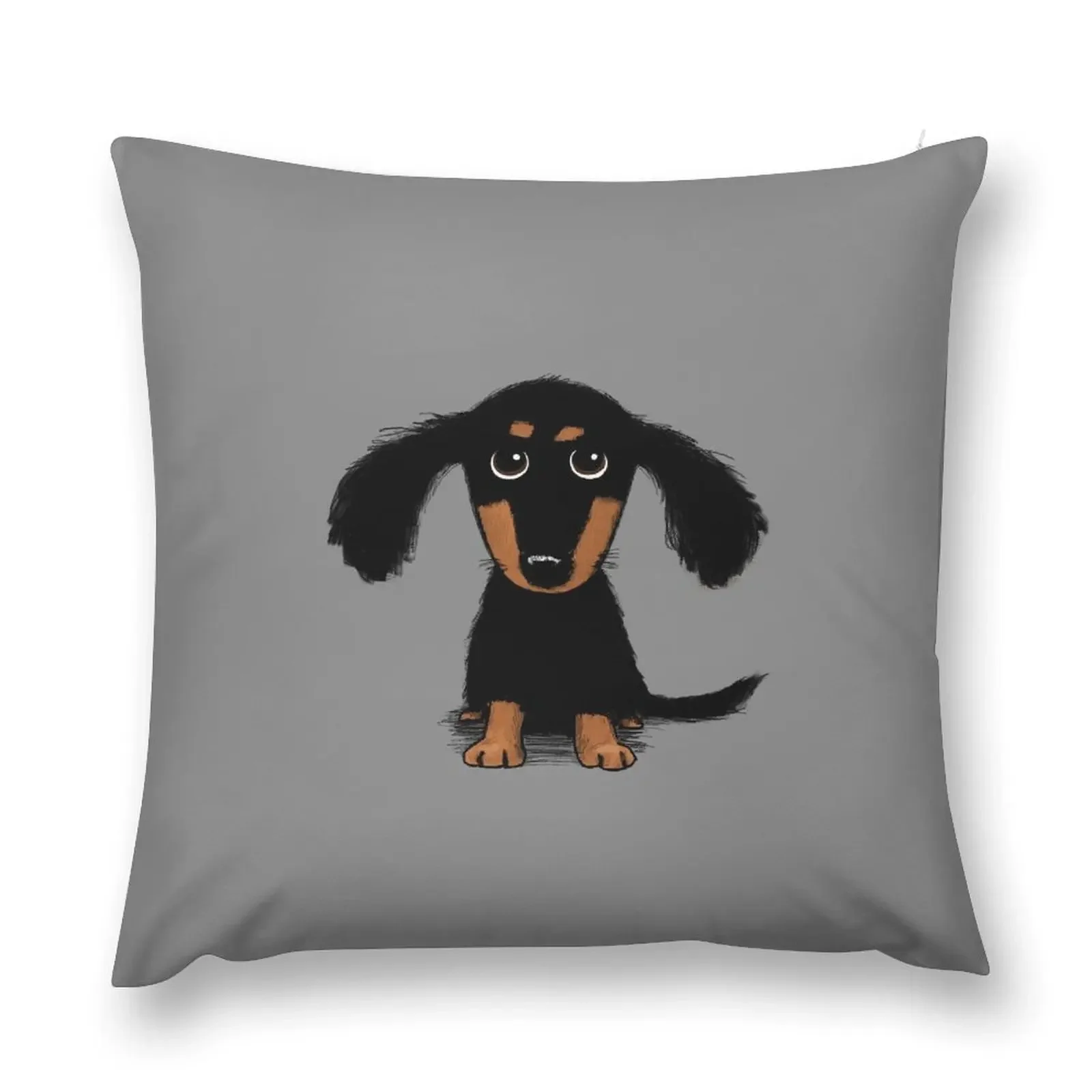 Longhaired Dachshund Black and Tan Puppy Dog Throw Pillow Pillow Cases Luxury Sofa Cushions christmas pillowcases pillow