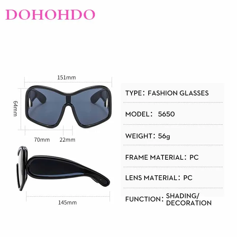 Übergroße Rahmen Punk One Piece Sonnenbrille Frauen Männer Mode Trendy Luxus Marke Designer Outdoor Reise Fahren Sonnenbrille UV400
