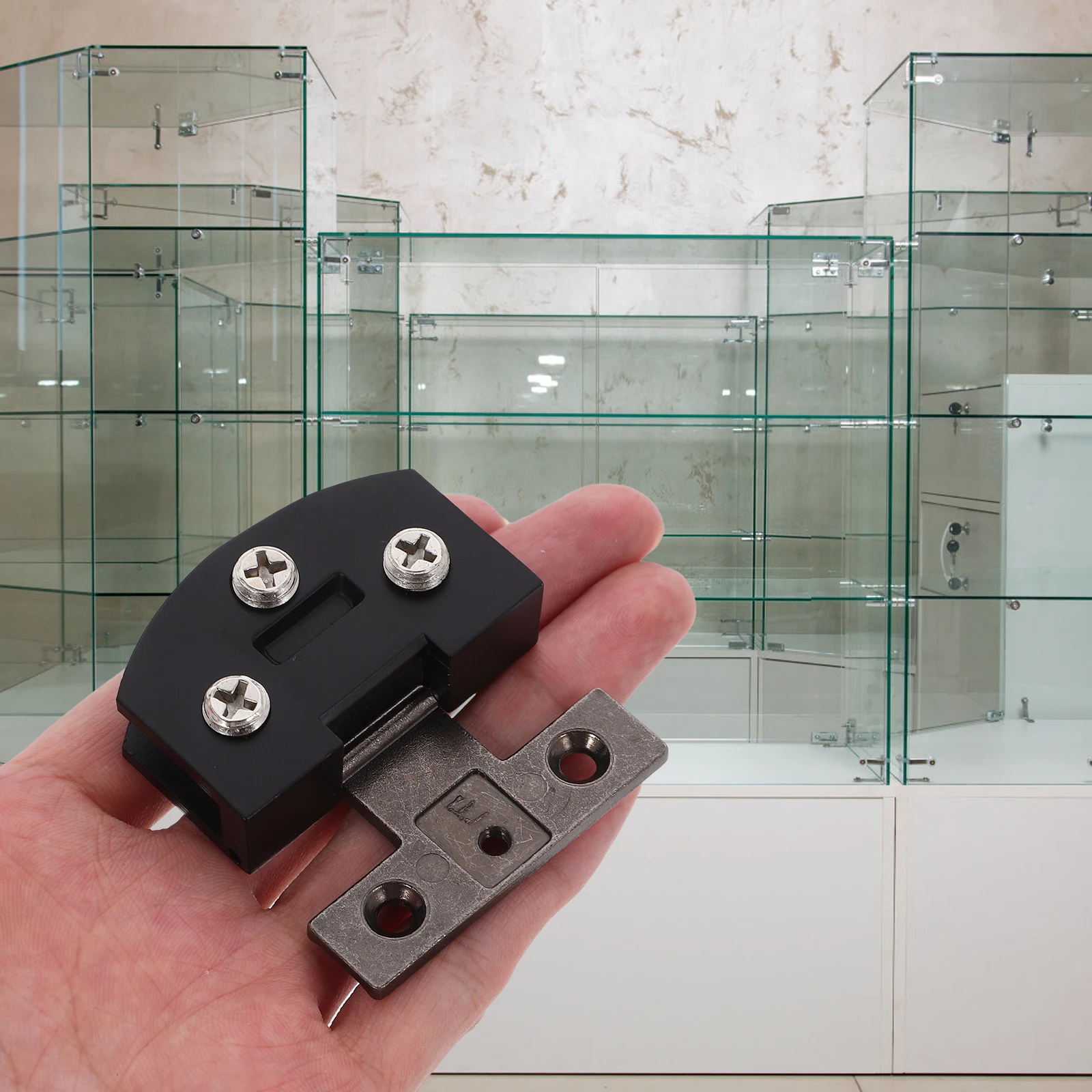 

1 set 1 Set Heavy Duty Hinges Stainless Steel No-Drill Design Adjustable Angle Showcase Hinge Replacement Parts For Glass Doors