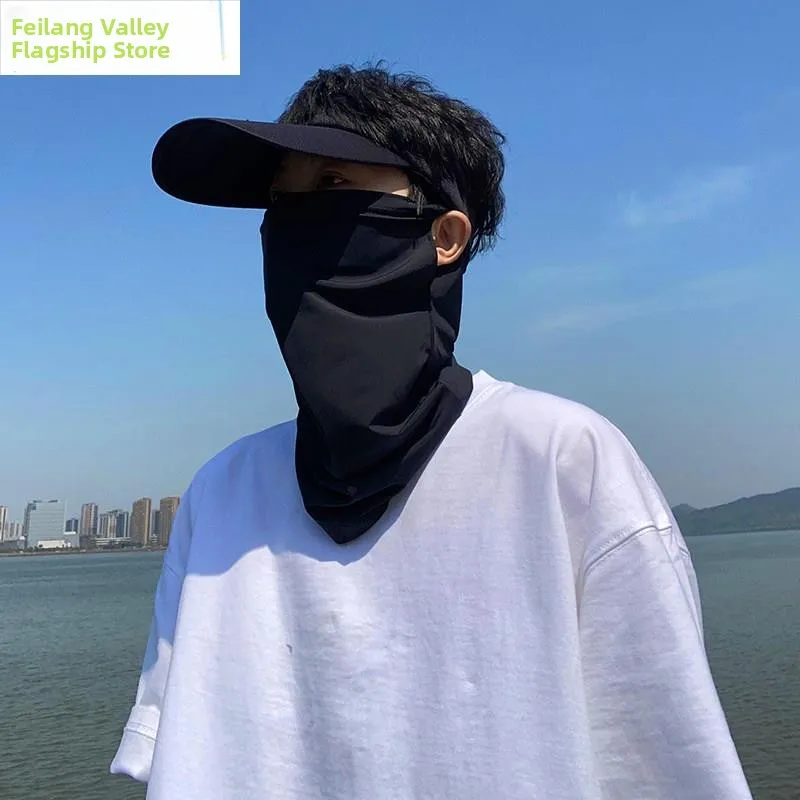 

Men's Summer New Pure Color Face Mask Fishing Neck Gaiter UV Protection Full Face Shield Korean Style Medical Environment Sui...