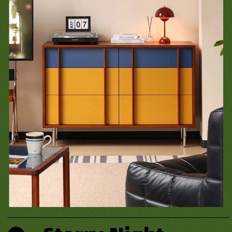 

six-chest contrasting color drawer living room storage locker bedroom bedside characteristic