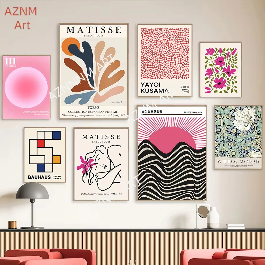 Bauhaus Matisse William Morris Wall Art Canvas Painting Yayoi Kusama Abstract Posters And Prints For Indoor Room Home Decoration