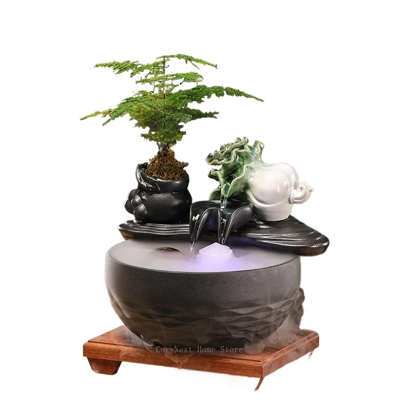 Feng Shui Lucky Fortune Water Flow Ornament Desktop Decor for Corporate Office Ideal Business Gift