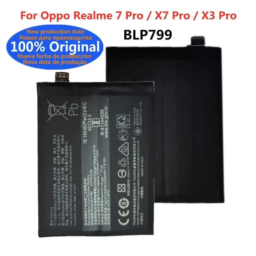 

BLP799 новый 100% оригинальный аккумулятор Realme 7 pro 4500 мАч для Oppo Realme X3 X7 Pro Realme7 Pro 7Pro RMX2170 батарея для телефона