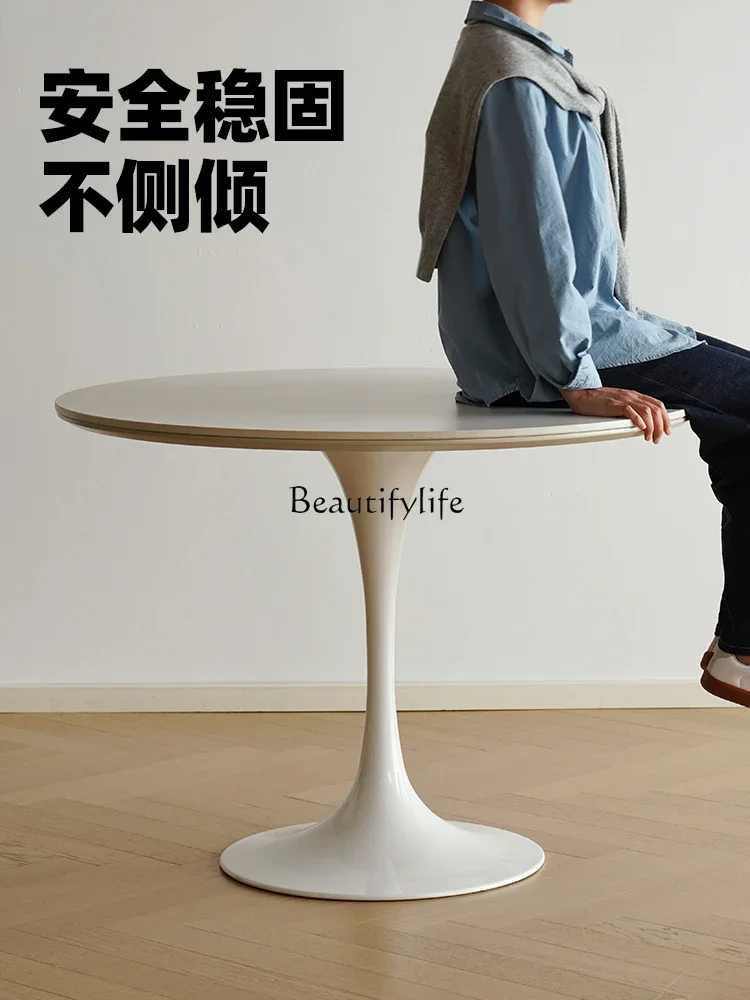 

yj9Nordic round table retro small apartment household medieval rock slab dining table