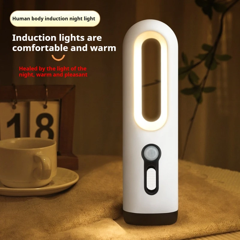 JUSTLANG LED محس حركة ضوء الليل 2 في 1 مصباح يدوي محمول العناية بالعين غرفة نوم الحمام القراءة التخييم تغذية الطفل #4