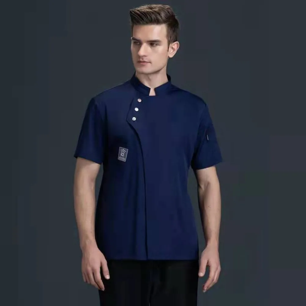 2025 Short-Sleeve Chef Uniforms for Men & Women - Hotel Restaurant Bakery Workwear with Breathable Design