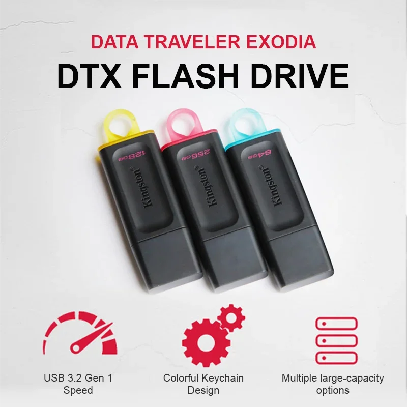 Kingston USB Flash Drives Pendrive 256Gb 128Gb 64Gb DTX Pocket USB 3.2 Gen1 Mini Key Usb Flash Drive Memory Stick fot Numeral PC