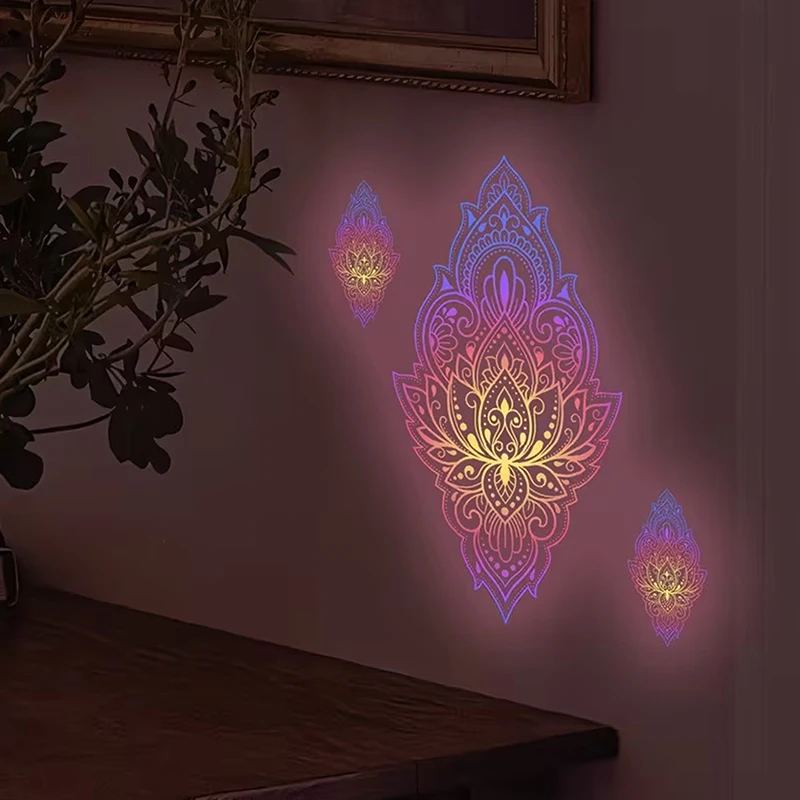 Glow-in-the-Dark Self-Adhesive Butterfly Mandala Wall Stickers For Living Room, Bedroom Removable PVC Decals Home Decor