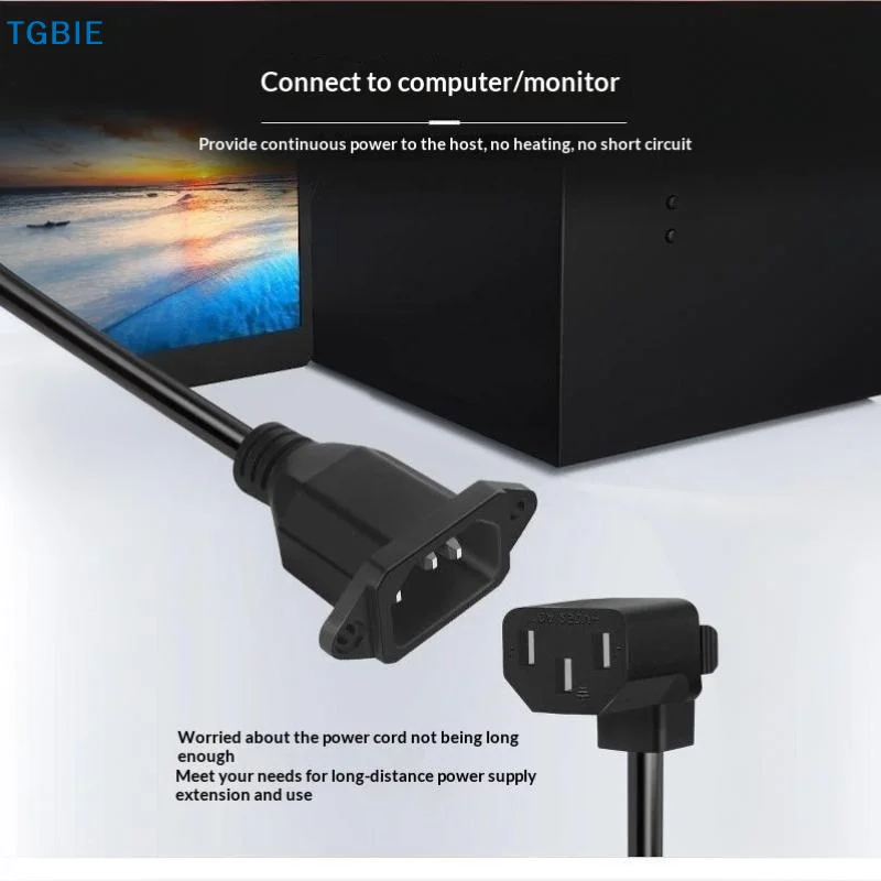 [TL]90 Degree Elbow C13-C14 Power Extension Cable Ultra-Thin Soft 3-Pin Power Cord for PDU Rack Mounted Server Devices