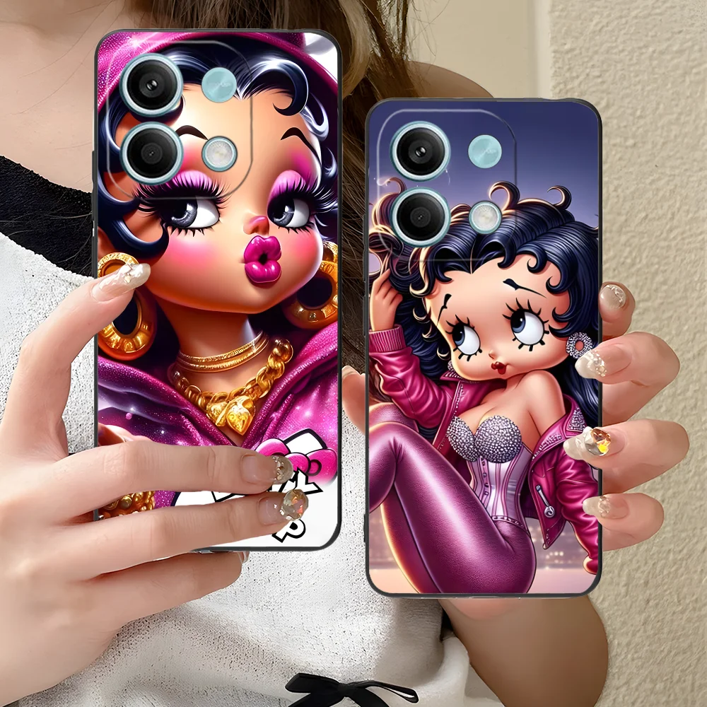 Mobile B-Bettys Phone Case for Xiaomi Redmi Note 13 12 11 10 9 8 7 6 S A Pro Lite Plus 5G Black Cellphones Cover Smartphone