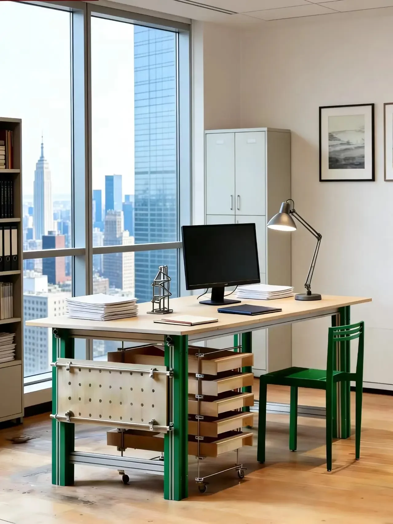 Ocean plate desk, modern simple office computer desk, aluminum profile design long table workbench