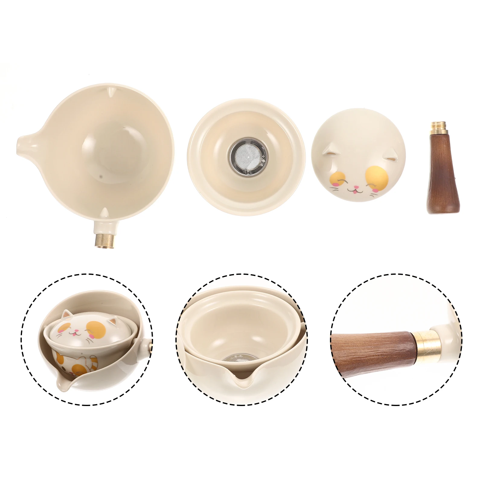 

Ceramic Teapot Single Kettle 360 Degree Rotating Smooth Surface Easy Cleaning Tea Brewing Tool Heat Resistant Kitchen Utensil