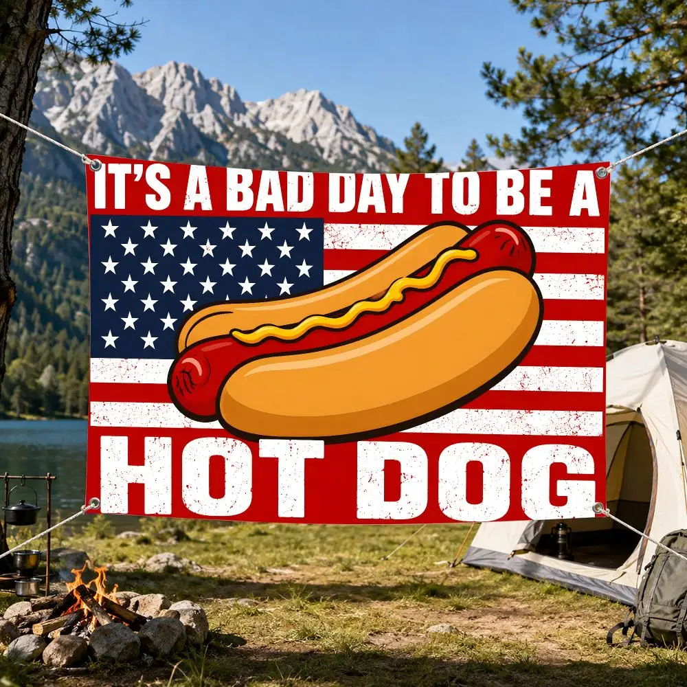 It's a Bad Day to be a Hot Dog Flags Aesthetic Wall Tapestry Printed Wall Hanging Living Room Party Outdoor Decor