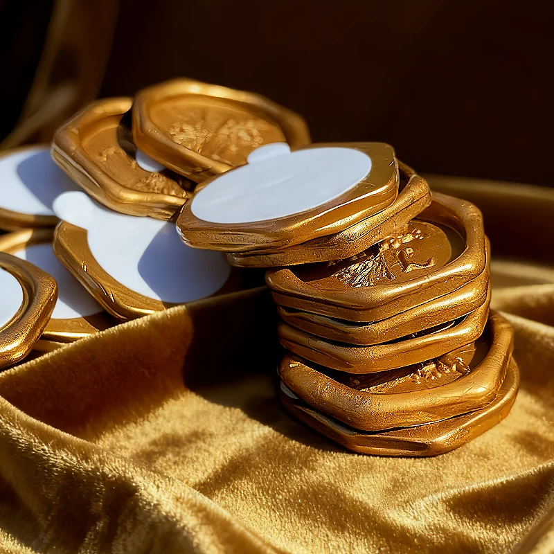 Personalized Hexagonal Wax Seal Stickers with Custom Logo or Monogram Self adhesive Wax Seals for Brand Packaging and Weddings