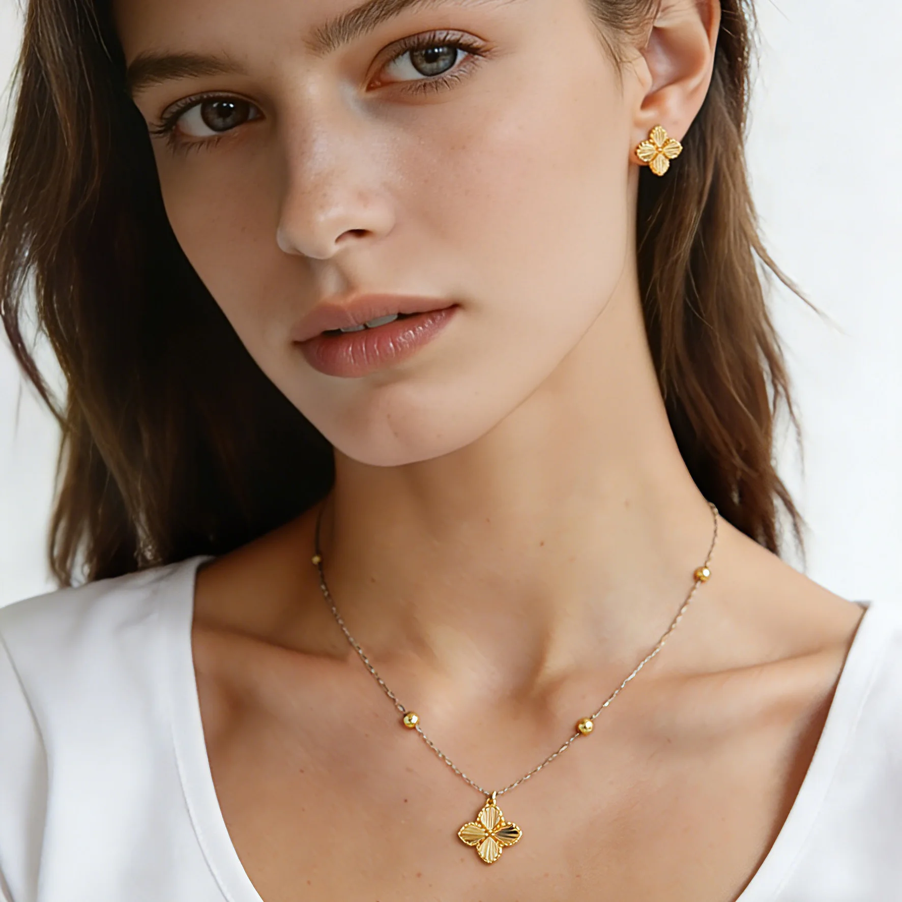 Romantisches 2-teiliges Schmuckset mit Anhänger, Halskette und Ohrringen, perfekt für Frauen, Bräute, Hochzeiten, Geschenke und Mädchen-Geburtstage – Detail 23