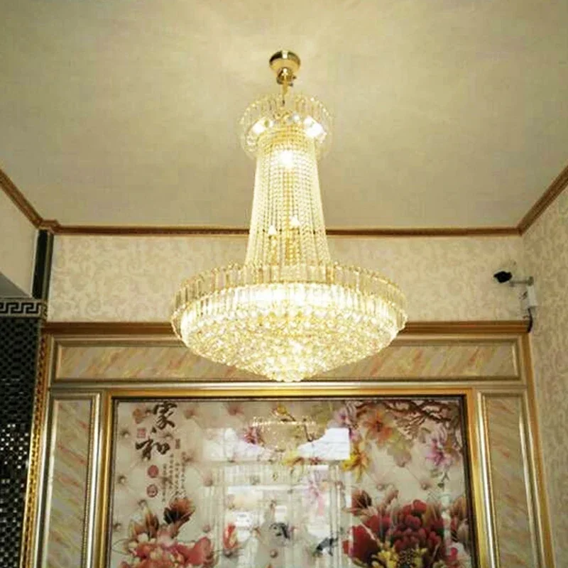 Королевская ампир Золотая хрустальная люстра Свет Французский хрустальный потолочный подвесной светильник D600mm X H700mm