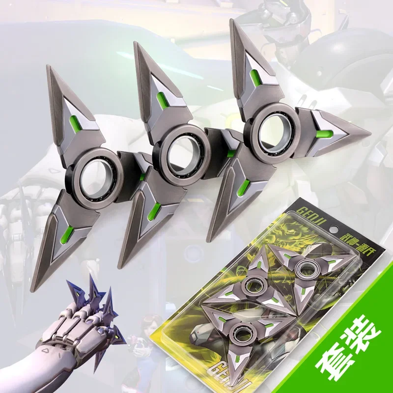 13CM gry Overwatch Genji rzutki rekwizyty do Cosplay ręcznie wykonany Model obrotowy stopowy Ornament Cosplay prezent dla fanów rekwizyt Cosplay na Halloween