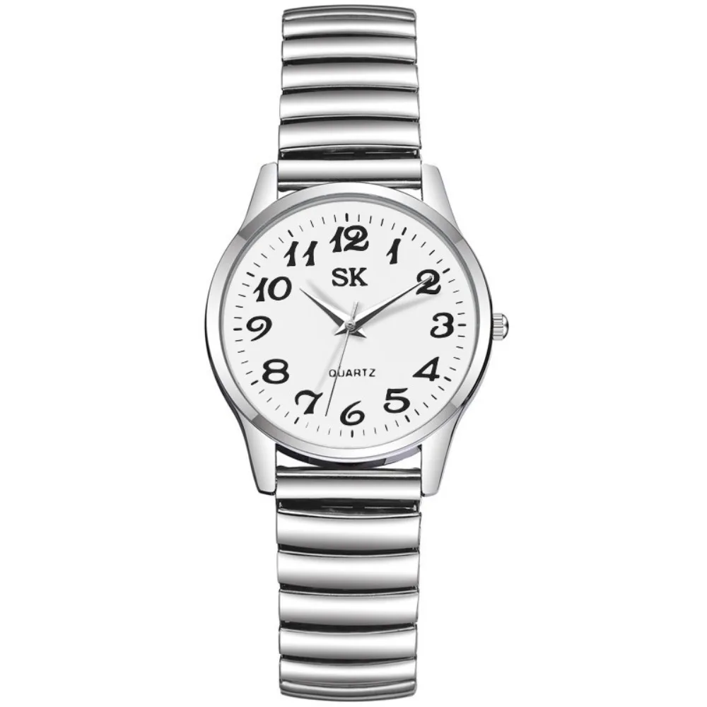 

Fashion Small Round Watches Simple Elastic Band Wristwatches Luxury Steel Belt Couple Watches Gifts