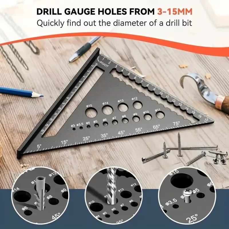 7inch metric  Triangle, aluminum alloy Triangle, Drafting set, carpentry measuring tools,Can draw circles/straight lines