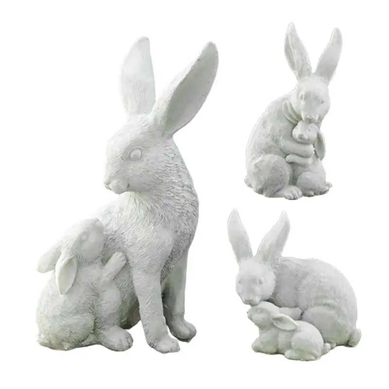 

Charming Rabbit Sculptures Adorable 3-piece set perfect home decor collectibles for bunny lovers Mother & child in harmony