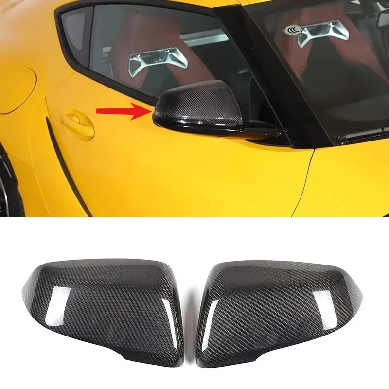 

For Toyota Supra GR A90 2019-2026 Real Carbon Fiber Car Rearview Side Door Mirror Cover Trim Stickers Car Accessories