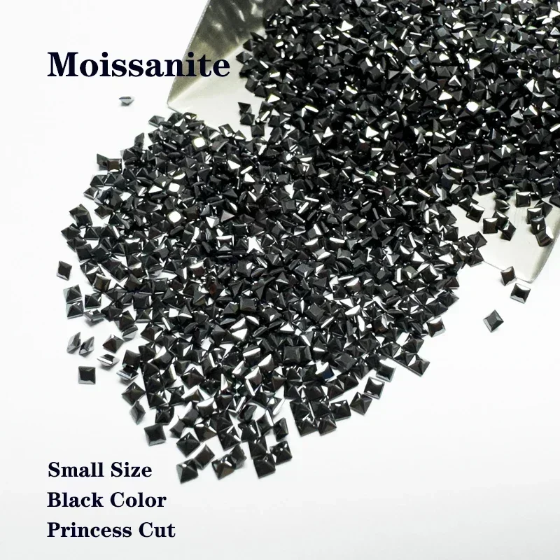 Moissanite Natural Black Color Princess Cut Small Size Bead for Jewelry Making DIY Ring Necklace Earring Main Materials