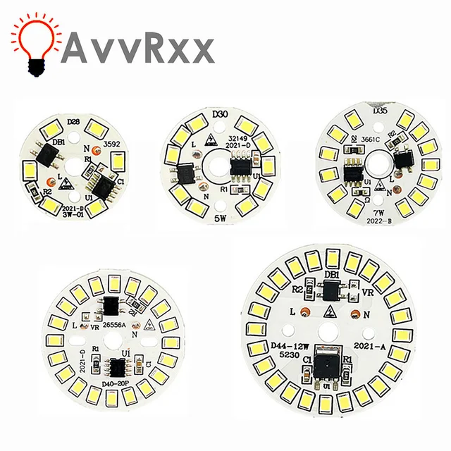 Chip LED do żarówki 3W 5W 7W 9W 12W SMD 2835 Okrągłe koraliki świetlne AC 220V-240V Żarówka Chip Oświetlenie Reflektor 90 Lumen/W