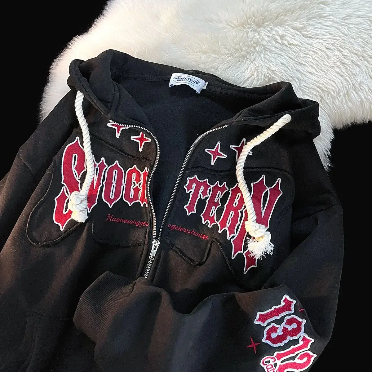 

Свитер с капюшоном для мужчин и женщин, Свободный Повседневный Ретро-кардиган в стиле хип-хоп, свитер с длинным рукавом, в американском стиле, y2k, Осень-зима