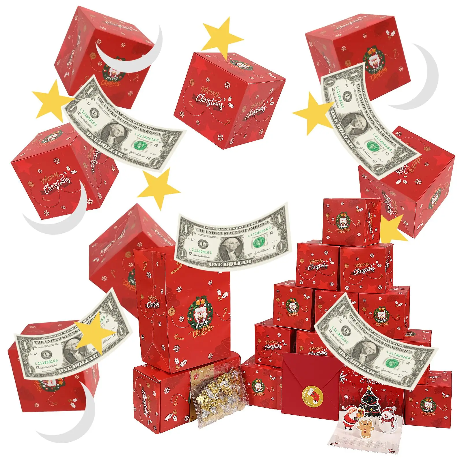 

Surprise Box Gifts 20PCS Exploding Money Boxes for Christmas Xmas Pop Up Boxes Creative Xmas Gifts for Party Birthday Decor